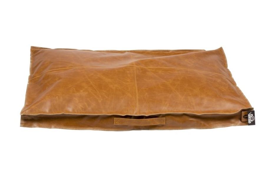 Leatherette block kussen Siesta caramel/cognac