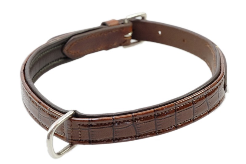 Hondenhalsband met croco-leer bruin