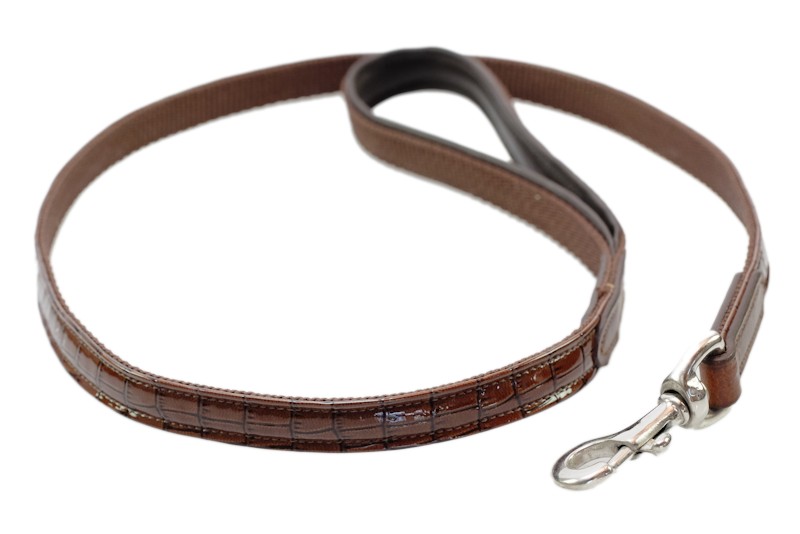Hondenriem van croco-leer 130 cm bruin