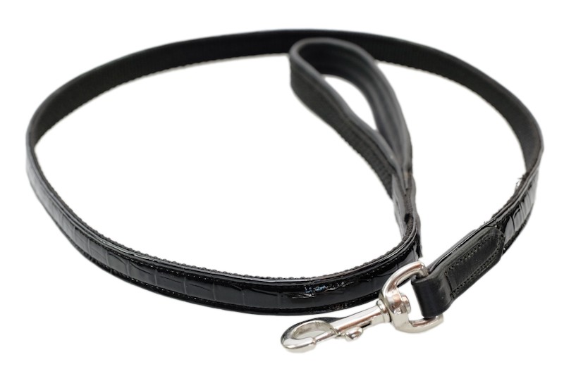 Hondenriem van croco-leer 130 cm zwart