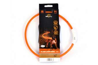 Licht ring halsband oranje met USB lader