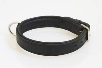 Hondenhalsband nikkelen fournituren extra breed zwart