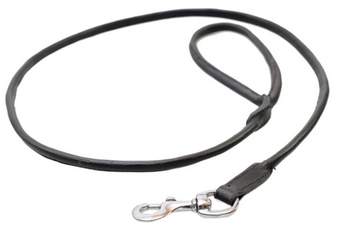 Rondgenaaid leren hondenriem 130 cm zwart